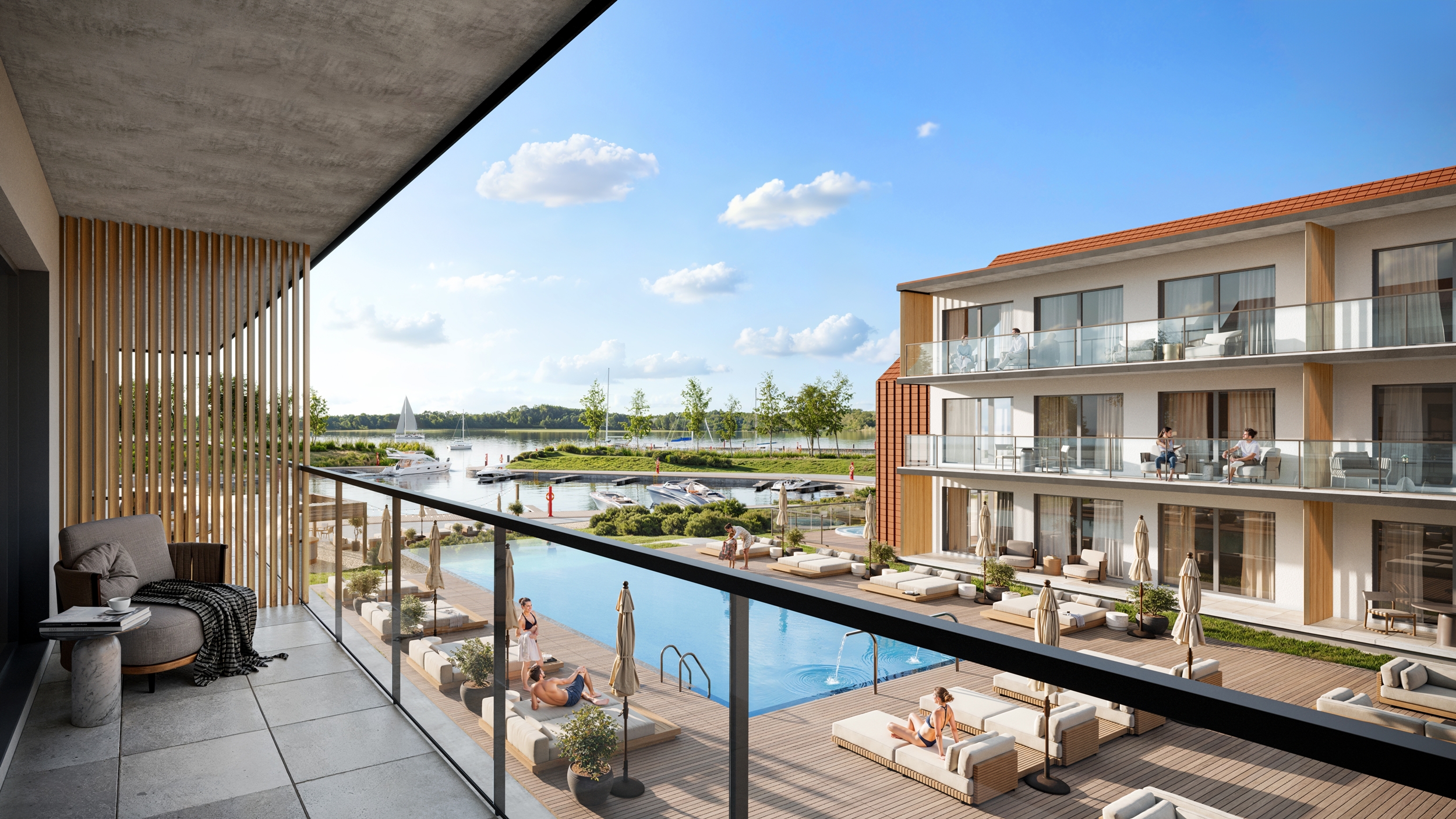 Widok z apartamentu na marinę